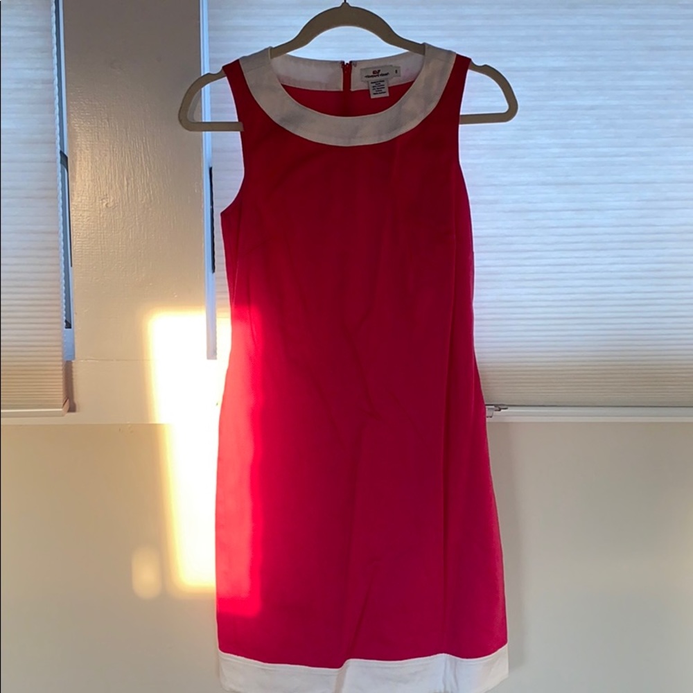 Vineyard vines pink shift dress with white trim - Picture 3 of 4